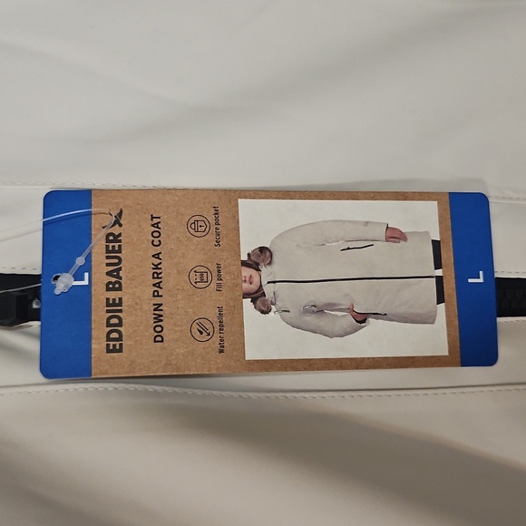 NEW! Eddie Bauer Cream Down Parka Coat Size L - Picture 14 of 15